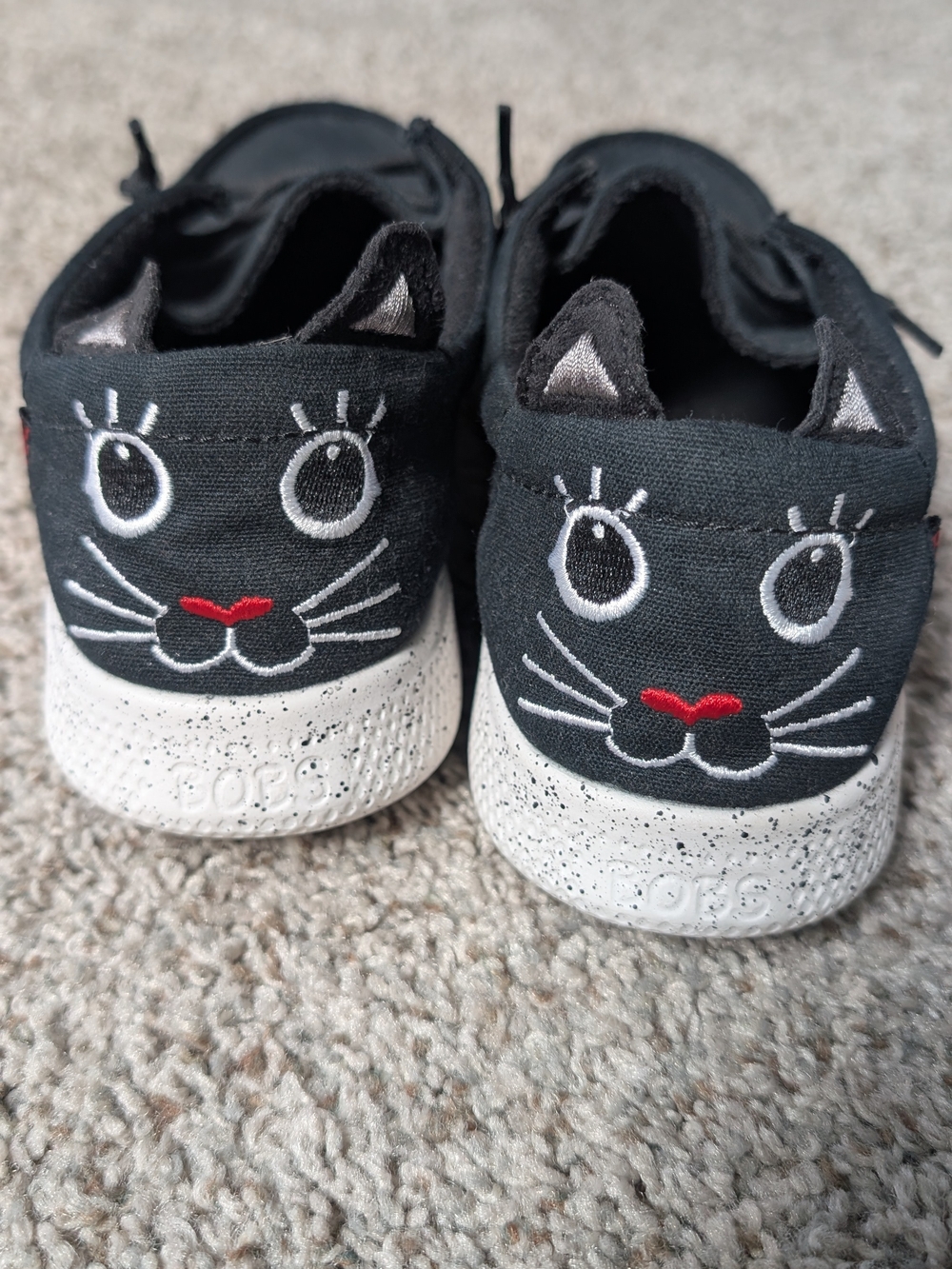 Bobs Memory Foam Black Cat Slip-On Sneakers - Skechers